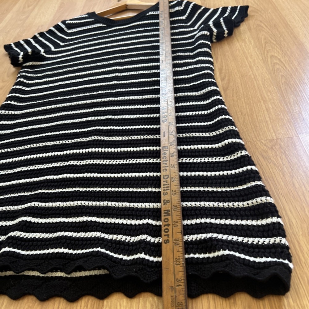 Gap Open Knit Crochet Sweater Dress Sz L Petite Black White Summer‎ Cover Up - Picture 8 of 11